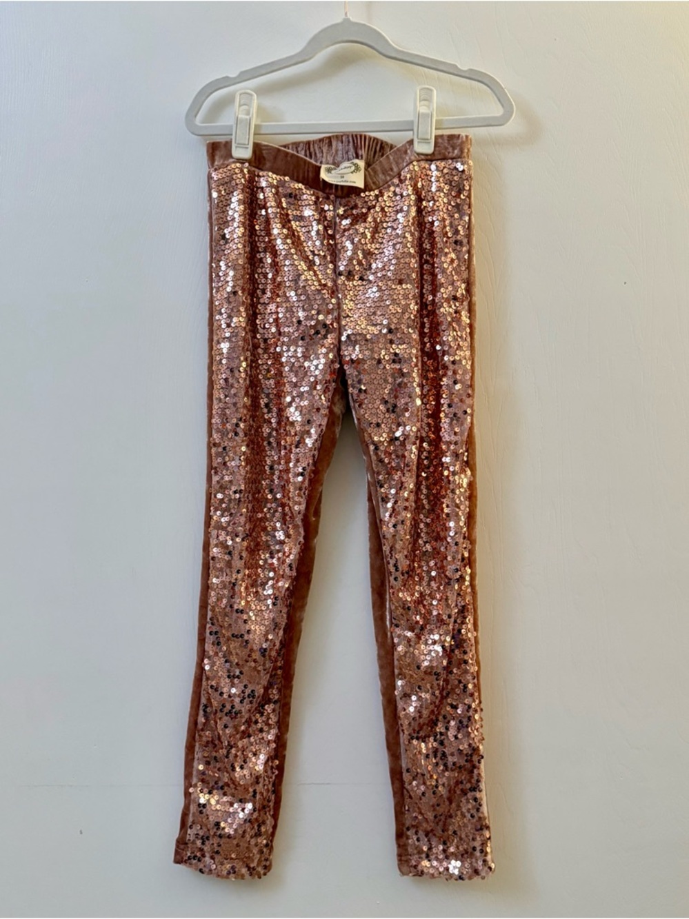 Joyfolie Rose Gold Sequin Velvet Pants/Leggings for Girls